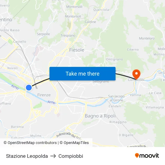 Leopolda Station to Compiobbi map
