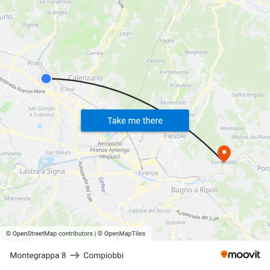 Montegrappa 8 to Compiobbi map