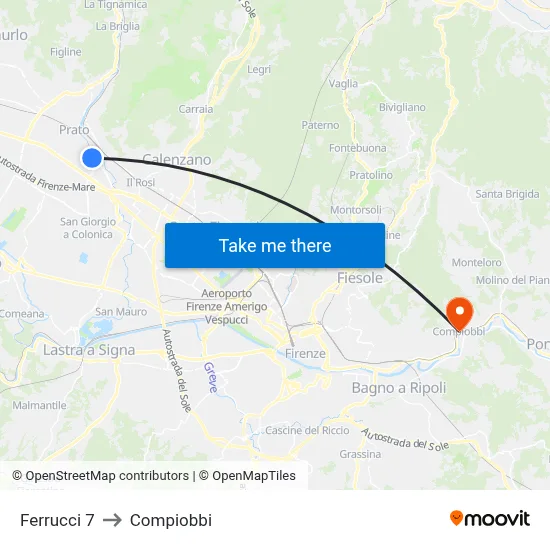 Ferrucci 7 to Compiobbi map