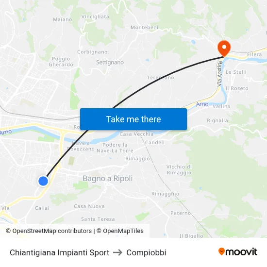 Chiantigiana Sports Facilities to Compiobbi map