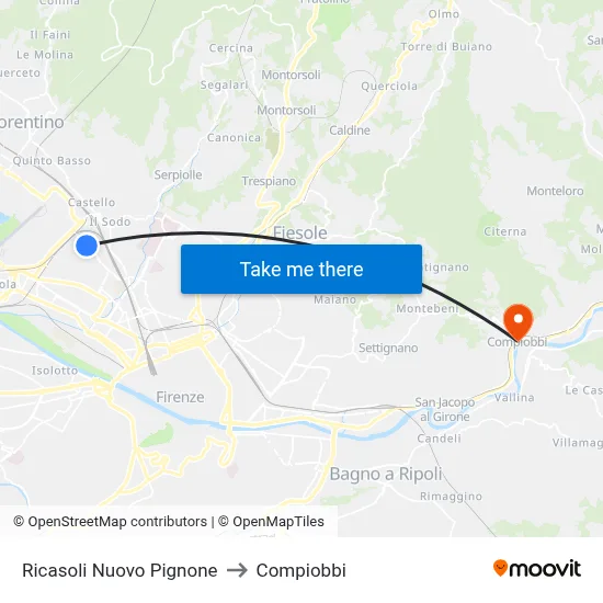 Ricasoli Nuovo Pignone to Compiobbi map