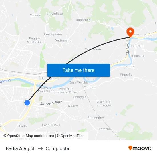 Badia A Ripoli to Compiobbi map