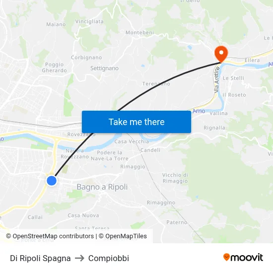 Di Ripoli Spain to Compiobbi map