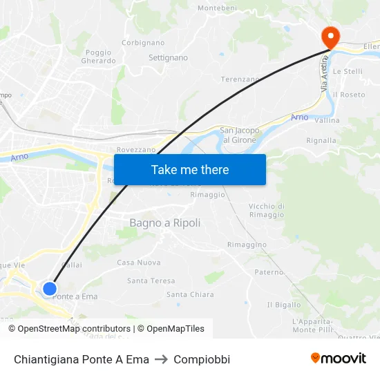 Chiantigiana Ponte A Ema to Compiobbi map