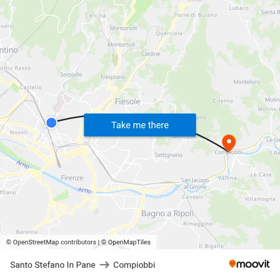 Santo Stefano In Pane to Compiobbi map