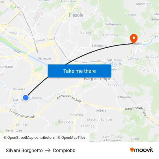 Silvani Borghetto to Compiobbi map