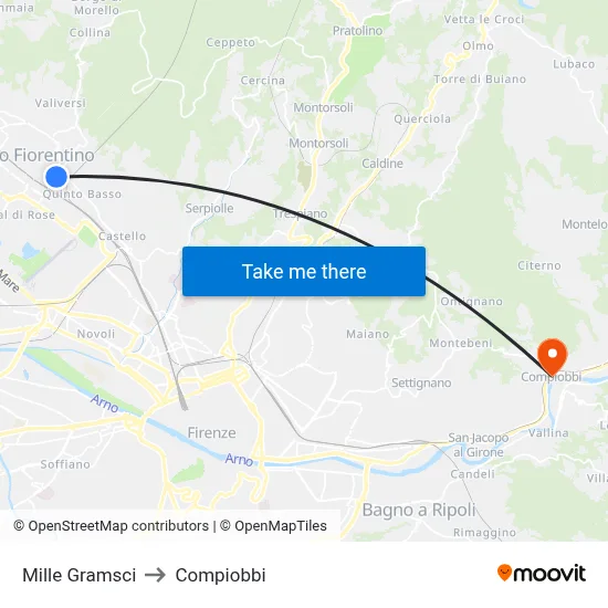 Mille Gramsci to Compiobbi map