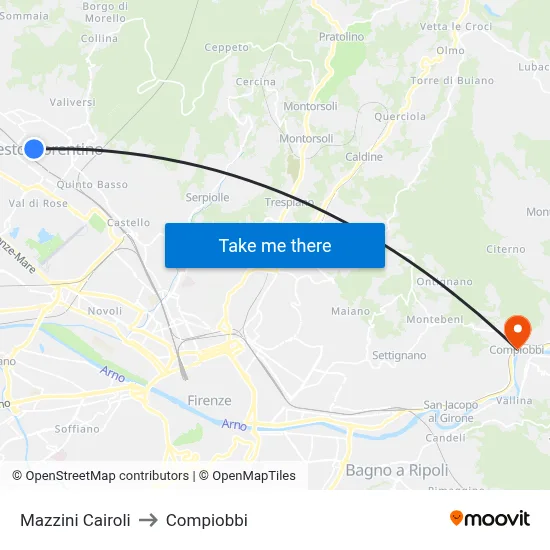 Mazzini Cairoli to Compiobbi map