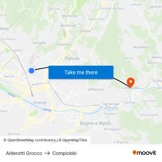 Alderotti Grocco to Compiobbi map