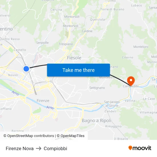 Firenze Nova to Compiobbi map