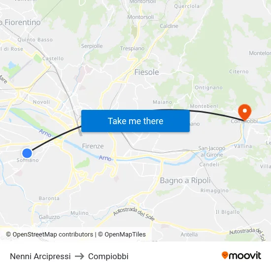 Nenni Arcipressi to Compiobbi map