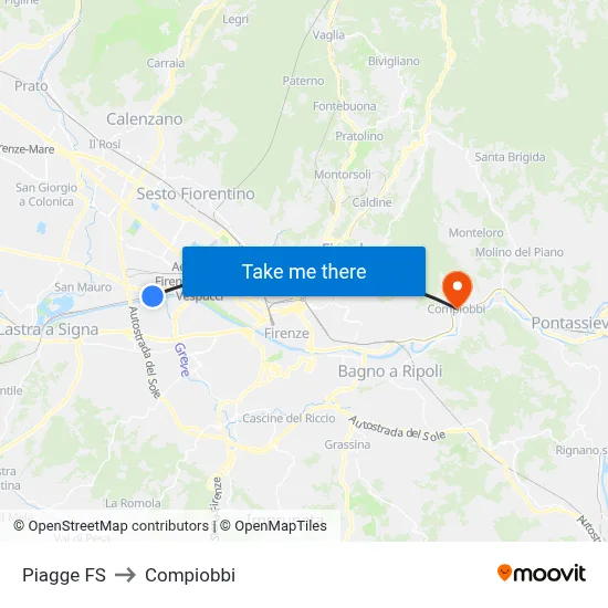 Piagge Railway Station to Compiobbi map