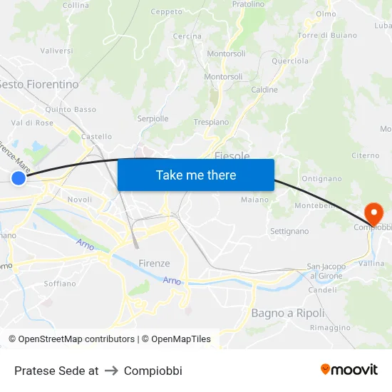 Pratese Headquarters to Compiobbi map
