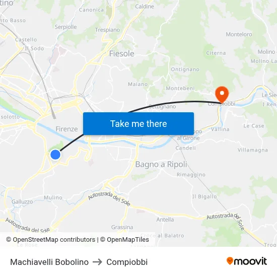 Machiavelli Bobolino to Compiobbi map