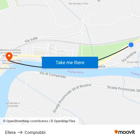 Ellera to Compiobbi map