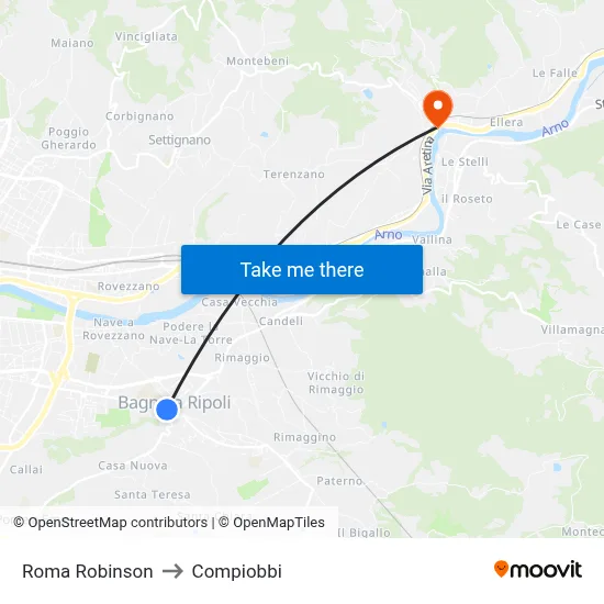 Roma Robinson to Compiobbi map