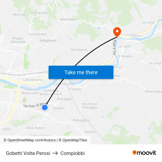 Gobetti Volta Perosi to Compiobbi map