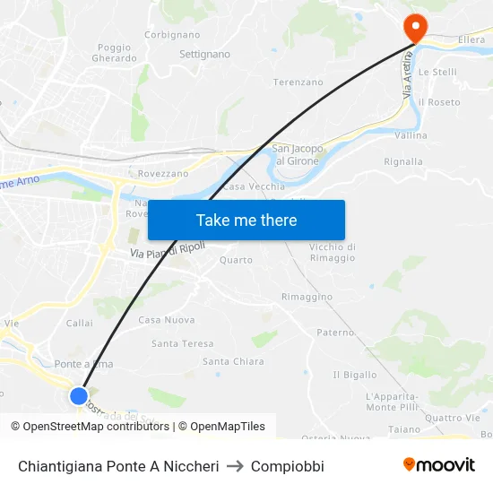 Chiantigiana Ponte A Niccheri to Compiobbi map