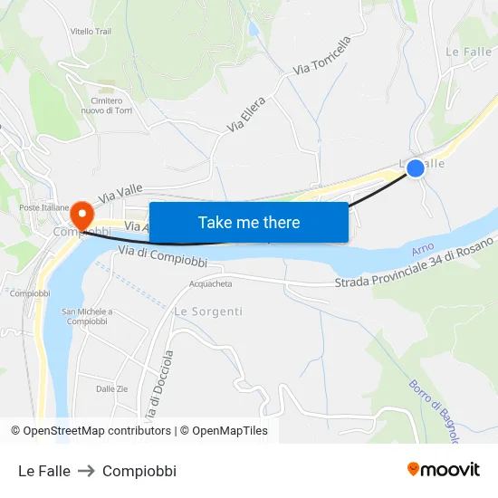 Le Falle to Compiobbi map