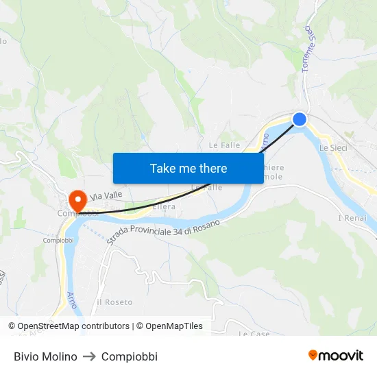 Molino Junction to Compiobbi map