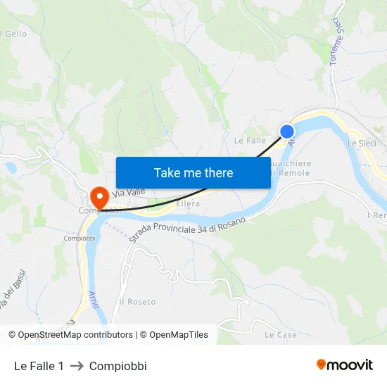 Le Falle 1 to Compiobbi map