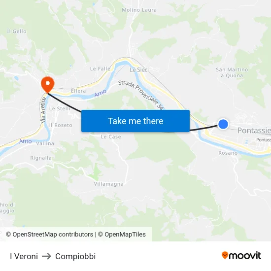 I Veroni to Compiobbi map