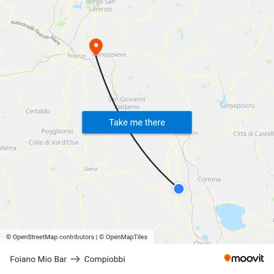Foiano Mio Bar to Compiobbi map