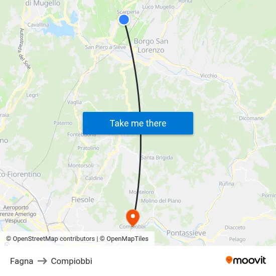 Fagna to Compiobbi map