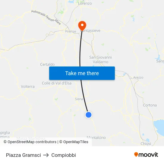 Gramsci Square to Compiobbi map