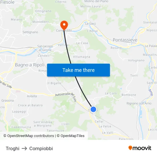 Troghi to Compiobbi map