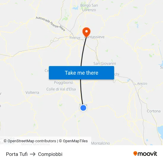 Porta Tufi to Compiobbi map