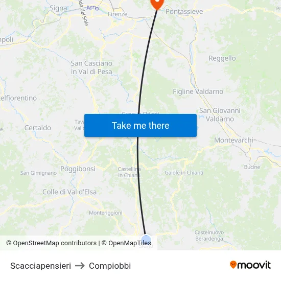 Scacciapensieri to Compiobbi map