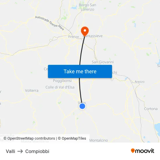 Valleys to Compiobbi map