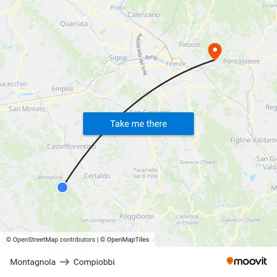 Montagnola to Compiobbi map