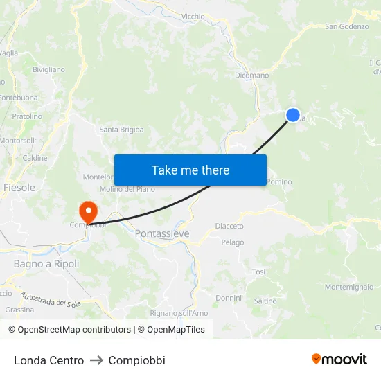 Londa Center to Compiobbi map