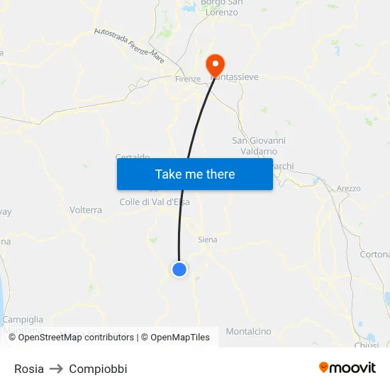 Rosia to Compiobbi map