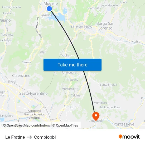 Le Fratine to Compiobbi map