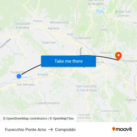 Fucecchio Arno Bridge to Compiobbi map