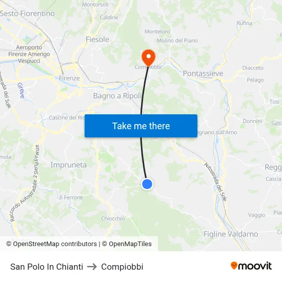San Polo In Chianti to Compiobbi map