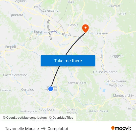 Tavarnelle Mocale to Compiobbi map