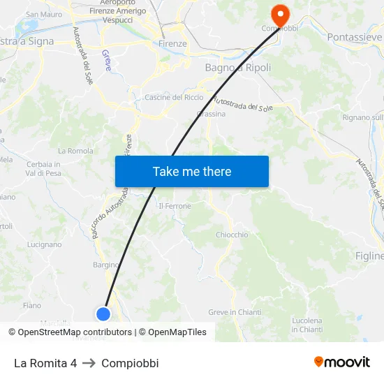 La Romita 4 to Compiobbi map