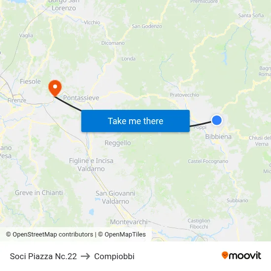 Soci Square 22 to Compiobbi map