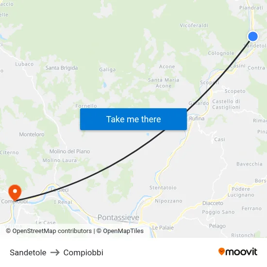 Sandetole to Compiobbi map
