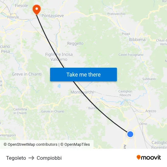 Tegoleto to Compiobbi map