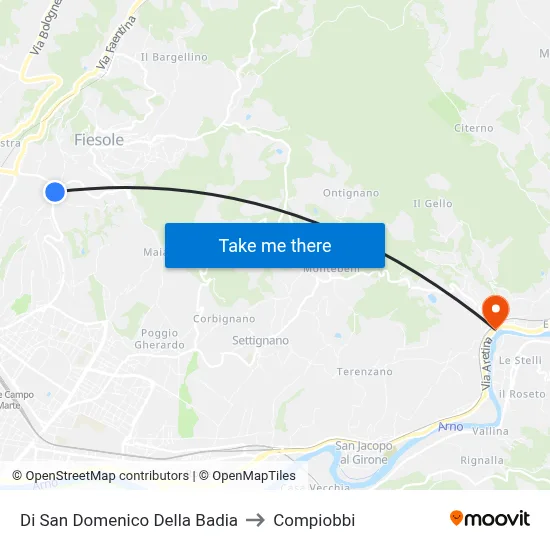 San Domenico Della Badia to Compiobbi map