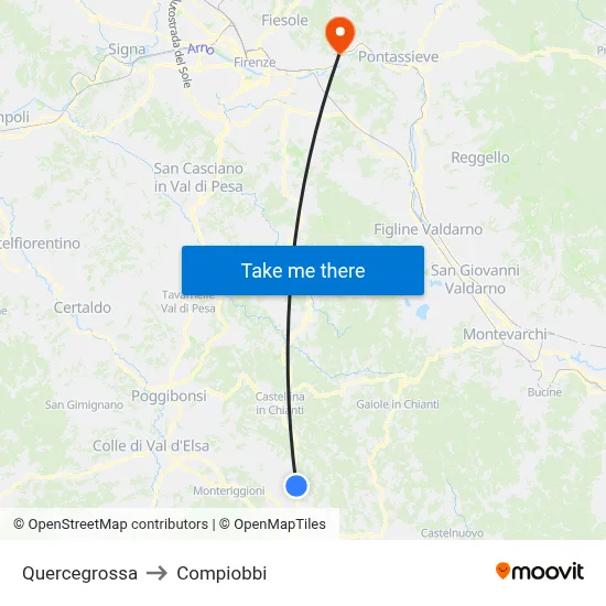 Quercegrossa to Compiobbi map