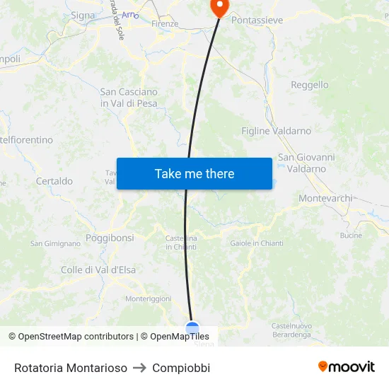 Montarioso Roundabout to Compiobbi map