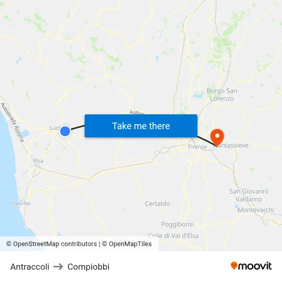Antraccoli to Compiobbi map