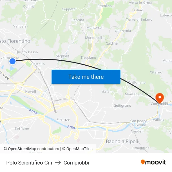 CNR Science Center to Compiobbi map