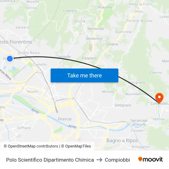 Scientific Hub Chemistry Department to Compiobbi map